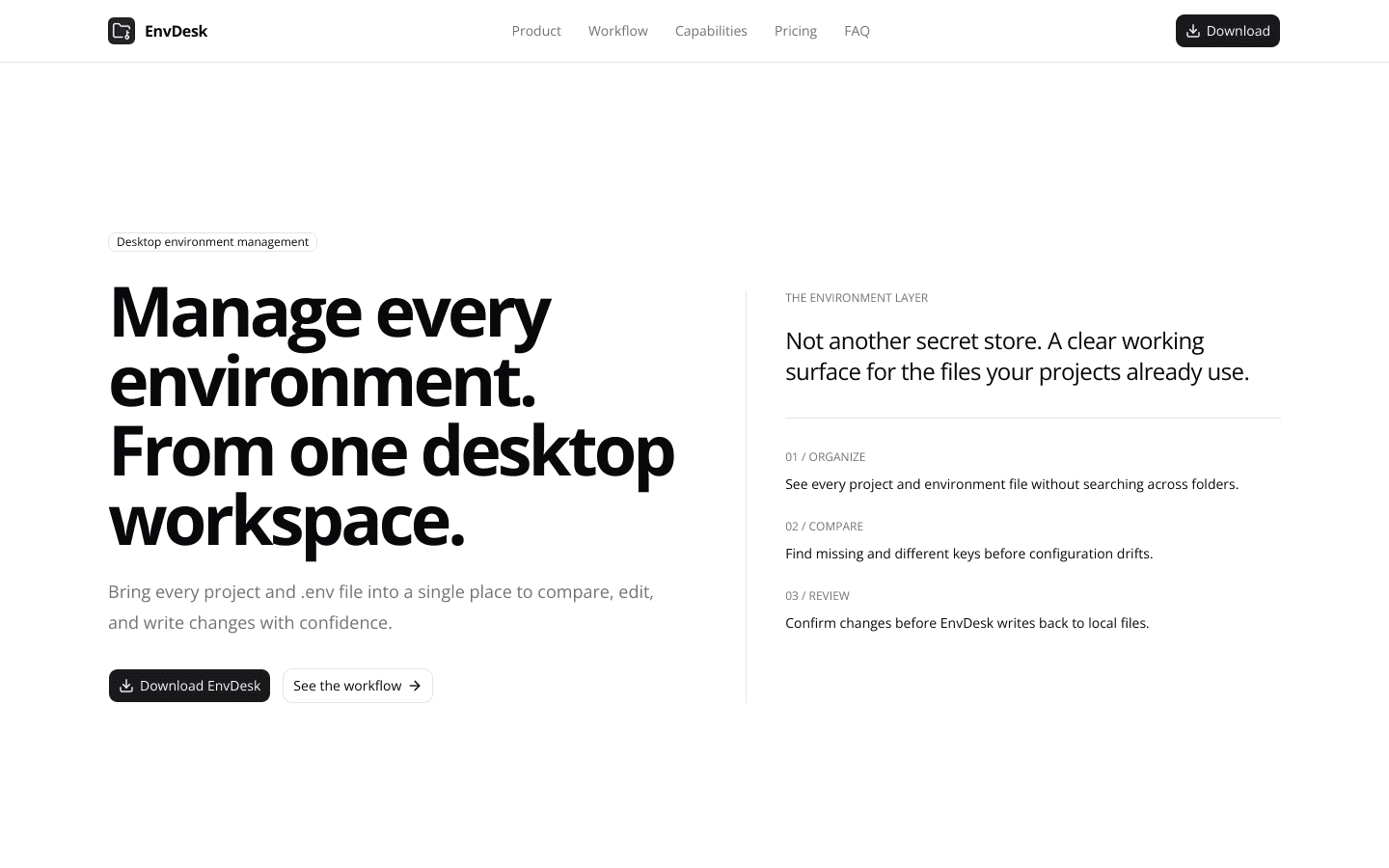 envdesk.app screenshot