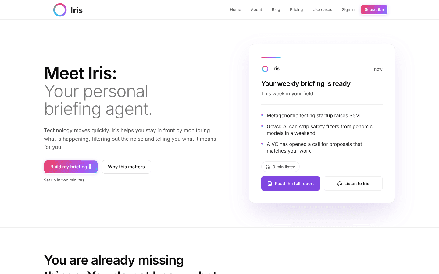 irisbriefings.com product preview