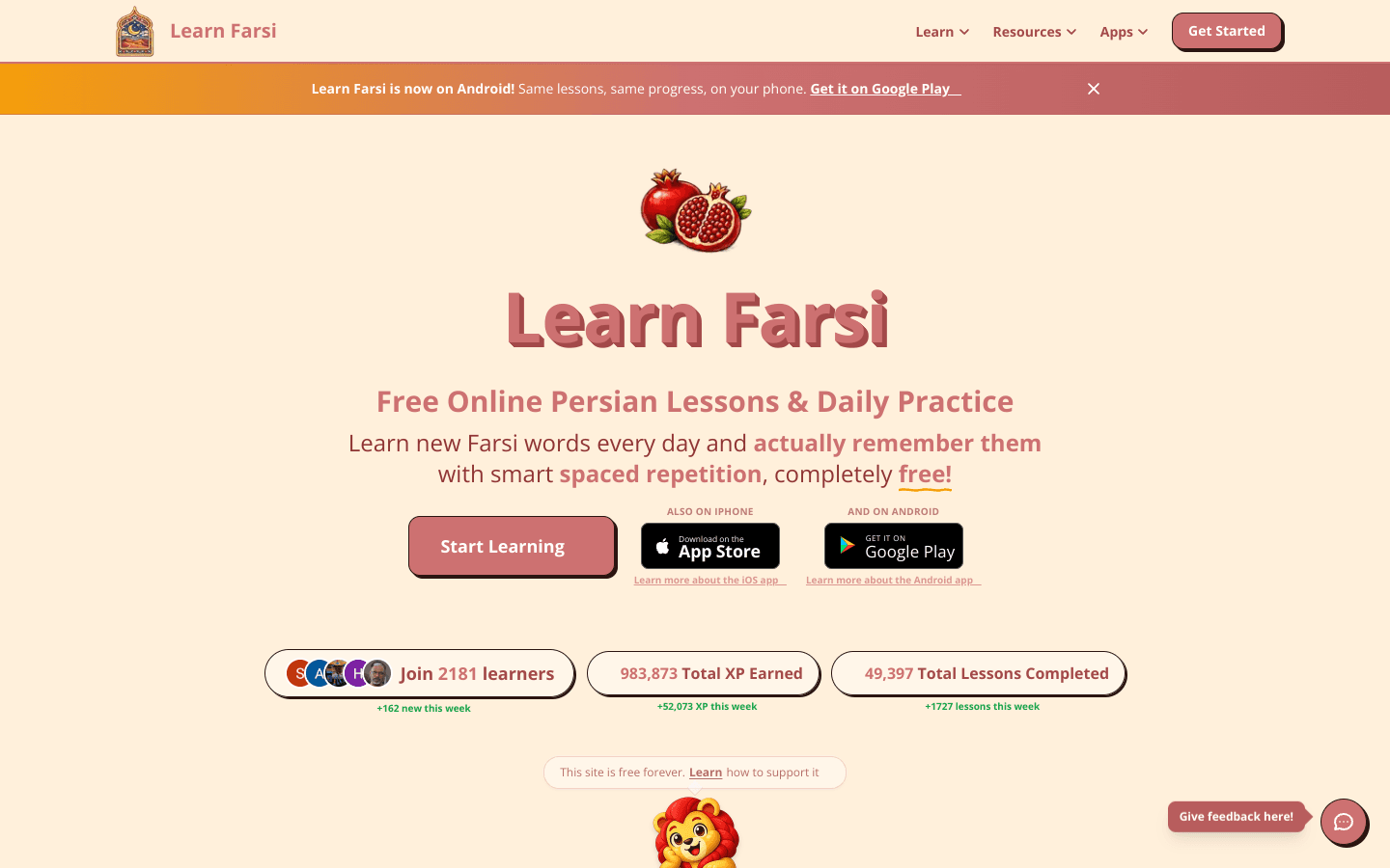 learnfarsi.app screenshot