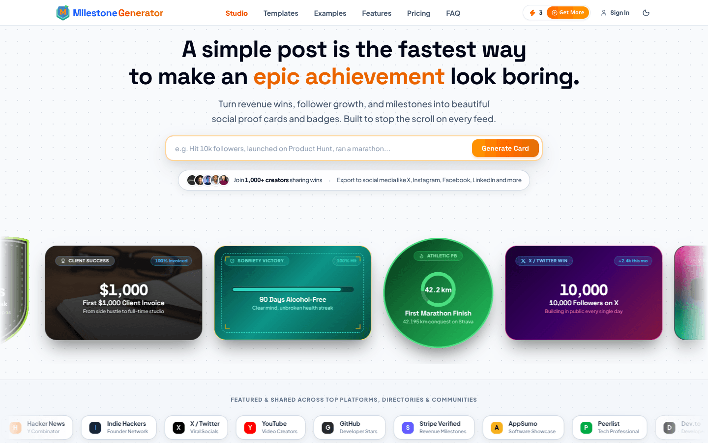 milestonegenerator.com product preview