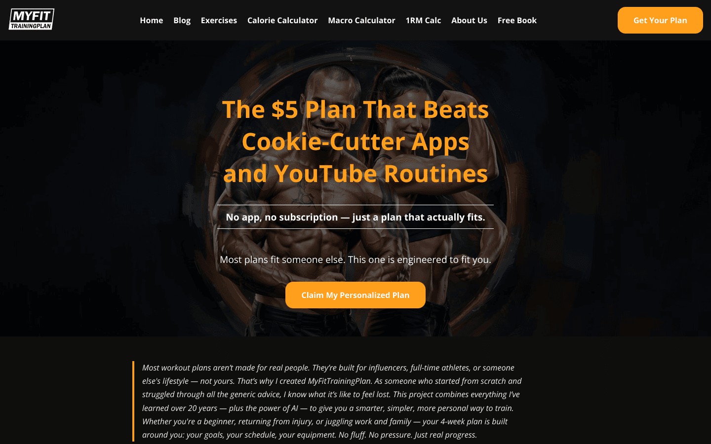 myfittrainingplan.com screenshot