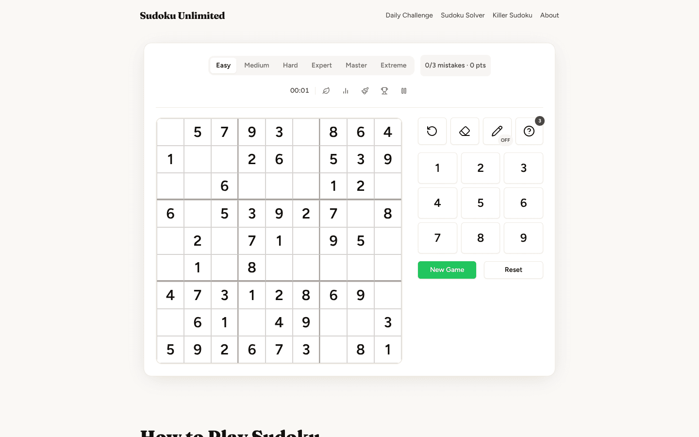 sudokuunlimited.com screenshot