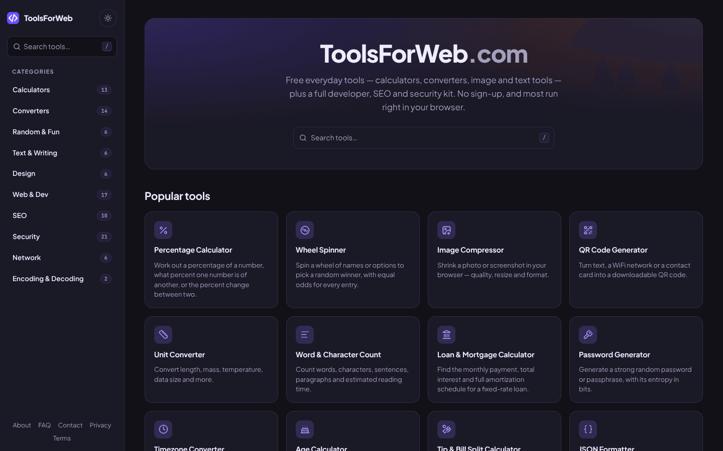 toolsforweb.com screenshot